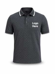 Chemise à manches courtes pour homme, gris foncé uni, brodée, en polyester/coton tricoté, respirante, style décontracté, logo personnalisé sur le devant - Product Image 2