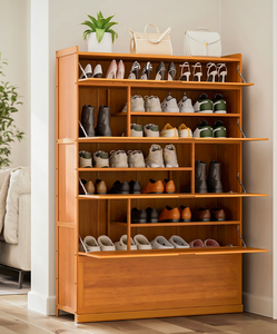 Étagère de présentation industrielle en bois style shabby chic pour chaussures, livres, meubles de rangement pour cuisine, hôtel, salle de bain, école, atelier - Product Image 1