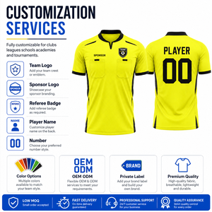 เสื้อกรรมการฟุตบอลสั่งทำพิเศษ ขายส่ง เสื้อผู้ตัดสินฟุตบอล ระบายอากาศ แห้งเร็ว รับผลิตแบบ OEM ODM - Product Image 3