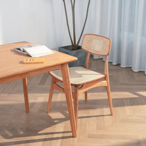 Chaise de salle à manger en bambou au design moderne, siège et dossier en rotin, chaise latérale en bois pour la maison, le restaurant, la salle à manger - Product Image 4