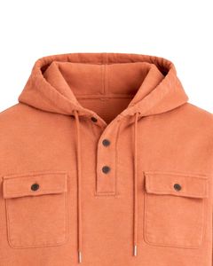 Sudadera con Capucha para Hombre, Color Durazno Naranja, con Cierre de Botones, Bolsillos Dobles en el Pecho, Estilo Casual Urbano, Fabricante de Sudaderas con Capucha - Product Image 4