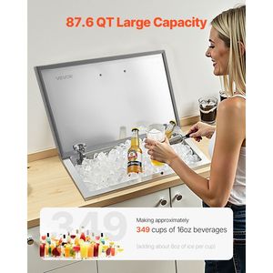 Contenitore refrigerante a incasso in acciaio inossidabile da 87,6 litri (28"L x 16"W x 17"H) con coperchio ribaltabile per esterni, modello K, per uso commerciale - Product Image 2