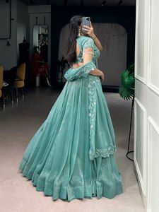 Lehenga Choli Dupatta indien en soie brodée, prêt-à-porter, best-seller, tenue de fête et de mariage avec robe en soie - Product Image 2