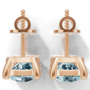 Heerani Jewels Natural Round Aquamarine 925 <b>Sterling</b> <b>Silver</b> Classic <b>Stud</b> Vermeil Rose Gold Unisex <b>Earrings</b> - Product Image 5
