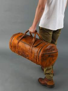 Idées cadeaux : Sacs de voyage vintage unisexes en cuir véritable, légers, 100 % résistants à l'eau, écologiques, avec fermeture éclair. - Product Image 3