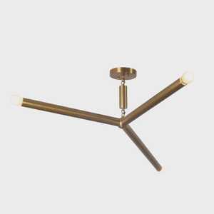 Lustre Sputnik en laiton, luminaire de plafond minimaliste à 3 bras - Product Image 5