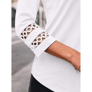 2025 2025 femmes tenue décontractée 3/4-longueur manches col rond dentelle tunique printemps à la mode tenue d'affaires - Product Image 2