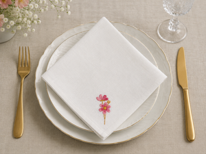 Embroidered <b>Cloth</b> Napkin Square Dinner Napkin Floral <b>Linen</b> <b>Table</b> Decor for Wedding Dining Party - Product Image 2