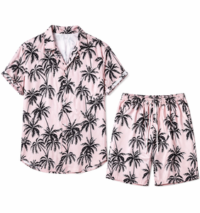 Men's Casual Beech Wear Summer Shirt 300 Grams Breathable Quick Dry Eco-Friendly Short Sleeve Floral Print Design 100% Polyester - Product Image 3