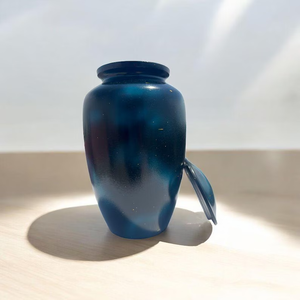 Urna de Metal con Acabado en Esmalte Azul, Urna Conmemorativa para Cremación de Adultos, Recipiente para Cenizas, Exhibición de Mesa - Product Image 2