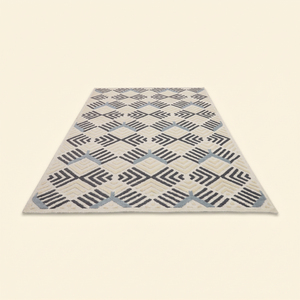 Tapis tufté à la main gris ivoire Nordic Arrow, motif géométrique moderne en laine, antidérapant, écologique, pour salon et hôtel - Product Image 2