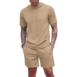 Wholesale Casual Contrast Color Stitching Breathable Short-sleeved Shorts Sports Jogger <b>Set</b> t Shirts Men Short <b>Set</b> - Product Image 5