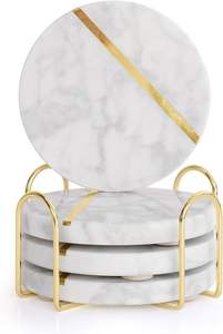 Articles artisanaux de couleur blanc et doré, ensemble de sous-verres en marbre très vendus, avec forme et taille personnalisées, fabriqués en Inde. - Product Image 2