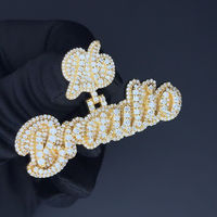 Pendentif personnalisé Braulio en lettres cursives, style hip-hop, tendance, avec nom serti de diamants, en argent, pour les occasions festives