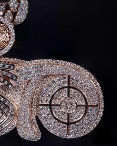 Pendentif et breloque de luxe entièrement sertis de moissanite en or rose, lettres personnalisées Hip Hop pour hommes et femmes - Product Image 3