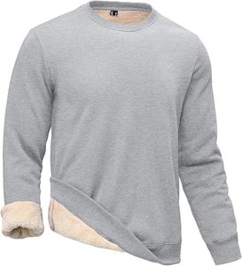 Wholesale EVERGLIDE Mens Sherpa Lined Crewneck Windproof Heavyweight Winter Navy Blue Plush Fleece Warm <b>Pullover</b> <b>Sweater</b> Tops - Product Image 6