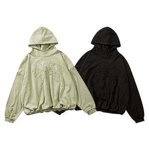 Sweat-shirt à capuche oversize pour homme en coton molletonné avec lettres en relief, coupe classique, style streetwear automne, logo frontal - Product Image 1