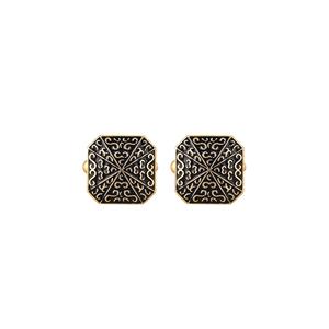 Boutons de manchette carrés noirs plaqués or de luxe pour hommes, motif gravé, accessoires pour chemise formelle, cadeau de mariage ou d'affaires - Product Image 6