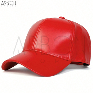 Casquettes de sport ajustables classiques en cuir PU rouge élégantes, résistantes à l'eau et durables, vente en gros 2026 - Product Image 2