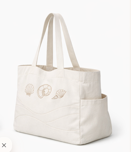 Sacs fourre-tout publicitaires pliables en toile de coton personnalisés avec motif brodé pour femmes, sacs de plage et de shopping à bandoulière - Product Image 2