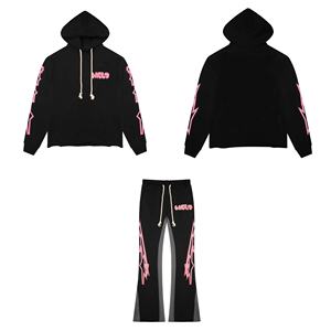 Chándal de gran tamaño con lavado ácido personalizado para hombre, chándal informal de estilo Vintage de peso pesado de algodón 100%, estampado de soplo transpirable - Product Image 1