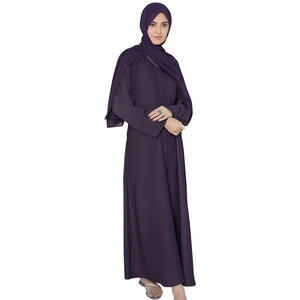 Abaya longue brodée arabe respirante de haute qualité pour femmes musulmanes, robe décontractée en polyester doux pour mariage et fête avec foulard - Product Image 3
