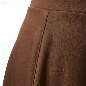 Women A-Line Mini <b>Skirt</b> Solid Color <b>Elastic</b> Waist Pleated Design Comfortable Polyester Fabric All Seasons Wear - Product Image 5