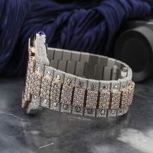 Montre Moissanite Iced Out Skeleton en Or Rose et Argent, Bijoux Hip Hop Bustdown, Montre de Luxe Transparente - Product Image 3