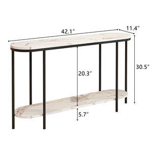 Consolle a 2 livelli stretta con ripiani portaoggetti, effetto marmo, per ingresso o soggiorno - 40085878 - Product Image 5