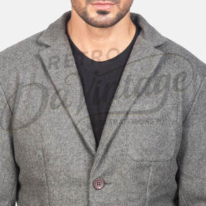 Blazer en Laine Grise Premium pour Homme – Coupe Slim, Décontracté et Habillé, Léger, Doux et Chaud - Product Image 1