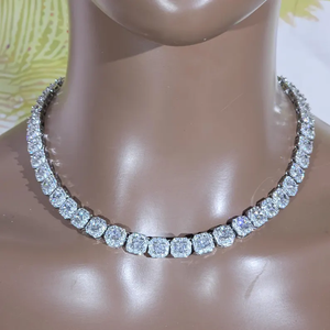 Collar de tenis de plata de ley 925 con moissanita y diamantes, cadena de eslabones estilo hip hop, joyería de lujo para hombres y mujeres - Product Image 2