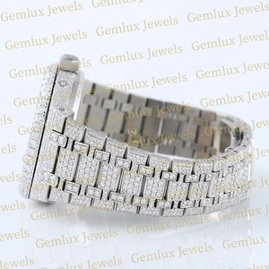 นาฬิกาเพชรสำหรับผู้ชายโครโนกราฟ D VVS Moissanite เพชรผ่านเครื่องทดสอบเพชรสีขาวเต็มรูปแบบ - Product Image 3