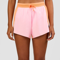 Shorts Deportivos para Mujer, Color Rosa, Impermeables, de Poliéster y Spandex, Cintura Alta Elástica, Logotipo Personalizado, Color Personalizado, con Bolsillos, para Correr y Entrenar