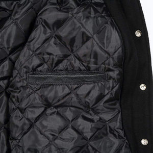 American College Baseball Varsity Jacket <b>Men</b> 100% Wool/Leather Canvas Stand Winter Eco-Friendly <b>Purple</b> White Leather Sleeves - Product Image 4