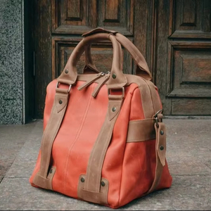 กระเป๋าเดินทางหนังแท้ Overnighter สไตล์เรโทร ขนาดใหญ่ จุของได้เยอะ พกพาสะดวก พร้อมซิปสำหรับเดินทางช่วงสุดสัปดาห์ - Product Image 1