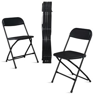 Sedia Pieghevole Classica in Plastica per Giardino, Confezione da 6, Nera - Product Image 4