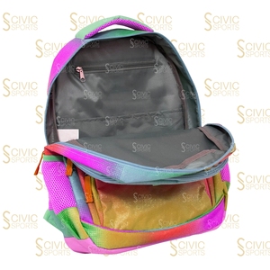 Civic Sports <b>Rainbow</b> Glitter Backpack for Girls School Fashion Softback 20-35L Waterproof Polyester Zipper Closure - Product Image 2