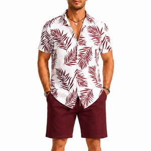 Camisa de Manga Corta para Hombre, Estilo Safari, Tejida, de Secado Rápido, con Botones, Informal, para Playa, Verano, Blanca, Negra, Floral, Satén, 100% Poliéster - Product Image 2