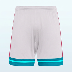 <b>Men's</b> <b>White</b> <b>Shorts</b> With Pink And Navy Blue Hem Elastic Waist Quick Dry Casual Style - Product Image 6