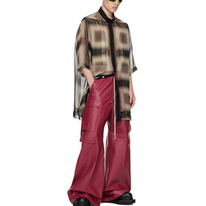 Pantalon de travail pour homme à jambes larges en PU enduit, avec plusieurs poches, taille élastique, fermeture à cordon, imperméable, style automne - Product Image 2