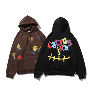 Sudadera con Capucha Extra Grande para Hombre Cactus Jack, Color Negro Marrón Sólido, Estilo Urbano, Tejido de Nailon/Cachemira, Transpirable, de Secado Rápido, con Bolsillo, para Invierno, Corte Regular - Product Image 1