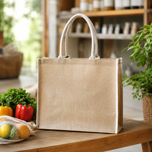 Bolsa de Compras de Yute Natural Laminada con Logotipo Personalizado, con Ribete, Ecológica, Reutilizable, al por Mayor, OEM, ODM, Promocional - Product Image 6