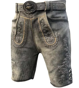 กางเกงหนังแท้ Trachtenlederhose ขายดีที่สุด หนังแท้ 100% ไซส์ใหญ่พิเศษ พร้อมเข็มขัด ขนาด 46-60 ผลิตในปากีสถาน - Product Image 1