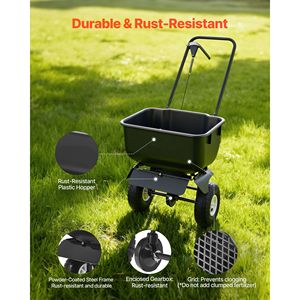 Nuovo Spargitore per Prato a Spinta con Larghezza di Spargimento di 3,6 m, Capacità di Carico di 36 kg, 10 Pneumatici All-Terrain, Spargitore a Spinta per Industrie Agricole - Product Image 5