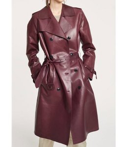 Manteau long en cuir véritable pour femme, coupe ajustée, doublure coton/polyester, écologique, séchage rapide, broderie personnalisée – Nouvelle collection 2026 - Product Image 2