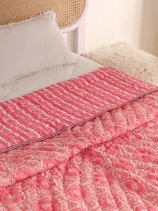 Handmade Printed Cotton <b>Quilt</b> Pink Bohemian Pattern All Season Home Decor <b>Bedding</b> Set - Product Image 4