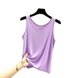 Camisetas sin mangas Vintage informales de verano para mujer, camisetas holgadas lisas sencillas con cuello en V y cuello Halter, moda callejera - Product Image 3