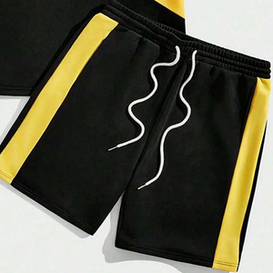 ชุดลำลองฤดูร้อนสำหรับผู้ชายแบบสองชิ้น เสื้อยืดแขนสั้นผ้าถักโพลีเอสเตอร์ผสมคอตตอนพิมพ์ลาย กางเกงขาสั้น ไซส์พลัส สีตัดกันแบบเทอร์มอล - Product Image 4