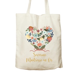 กระเป๋าผ้าคอตตอนเย็บตะเข็บออกแบบได้เองกระเป๋าสะพายไหล่พิมพ์ลายหัวใจดอกไม้ใช้ซ้ำได้เป็นมิตรต่อสิ่งแวดล้อม - Product Image 6