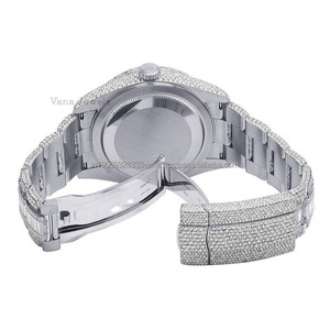 Haute qualité hommes Moissanite diamant montre-bracelet automatique exclusif luxe en acier inoxydable Hip Hop Style analogique entièrement glacé en vrac - Product Image 4
